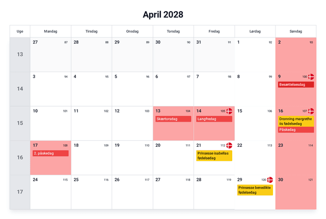 forhåndsvisning af kalenderen