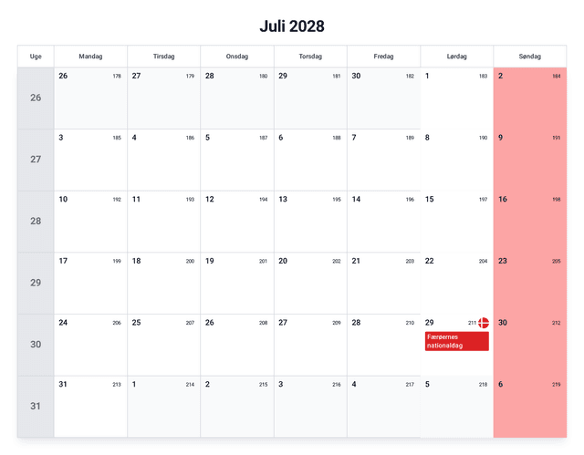 forhåndsvisning af kalenderen