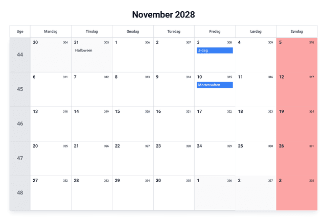 forhåndsvisning af kalenderen