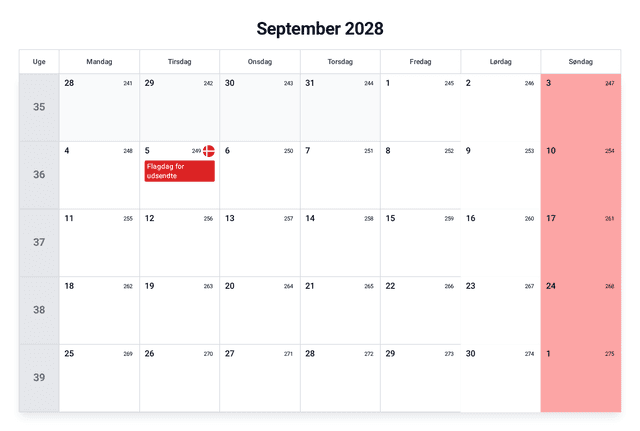 forhåndsvisning af kalenderen