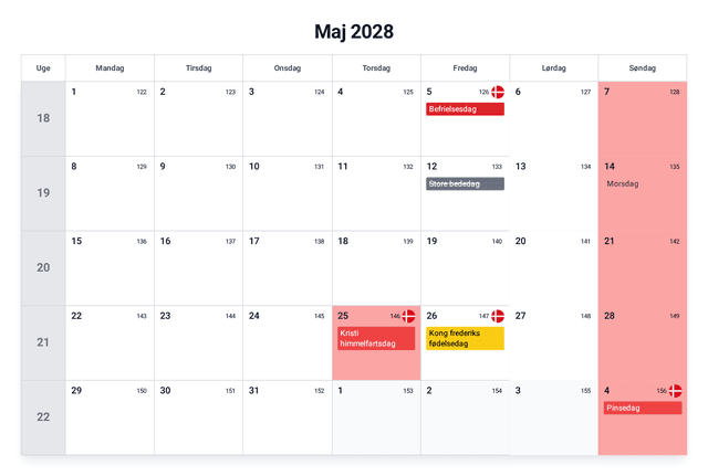 forhåndsvisning af kalenderen